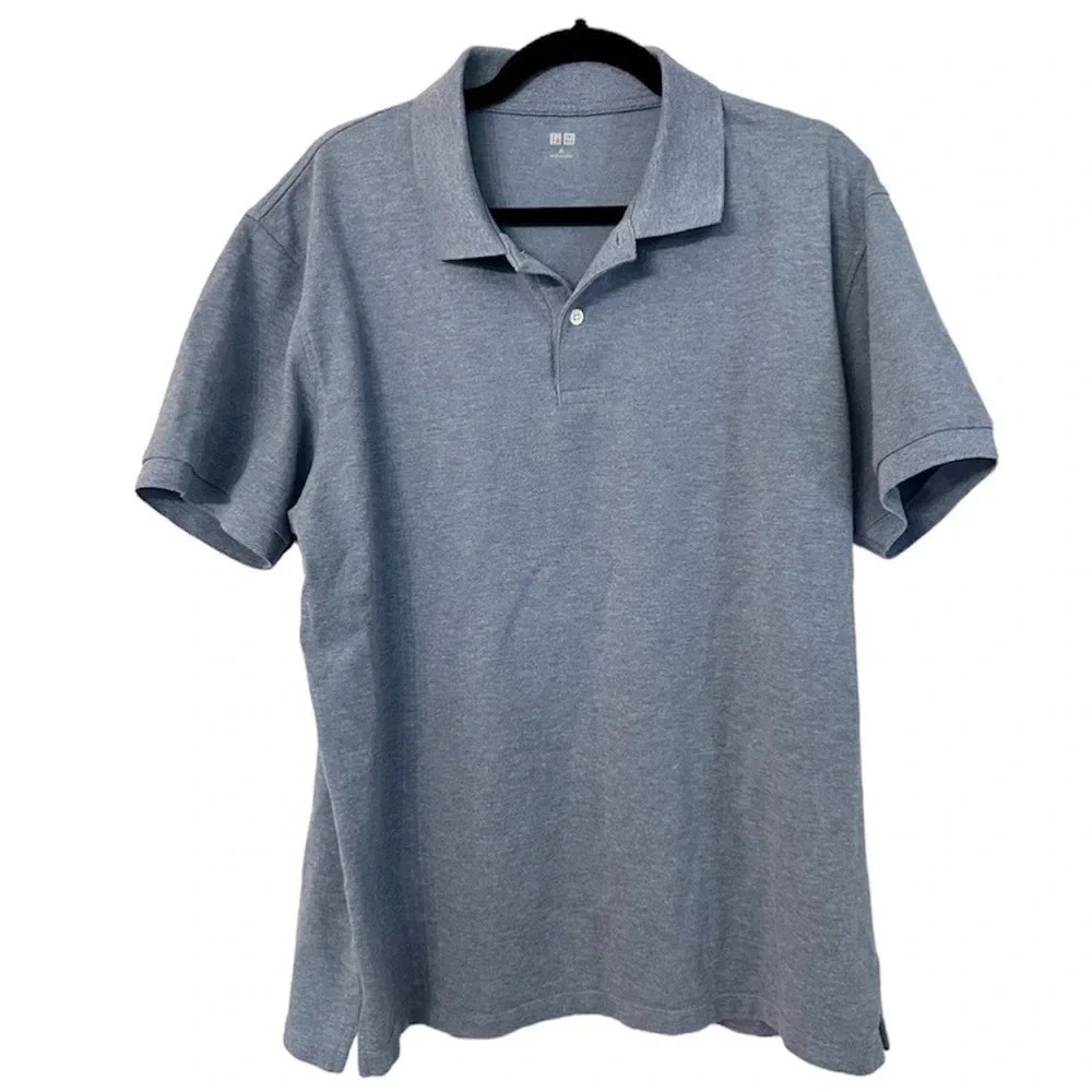 Uniqlo Denim/ Chambray Blue Short Sleeve Men's Polo Size XL GUC